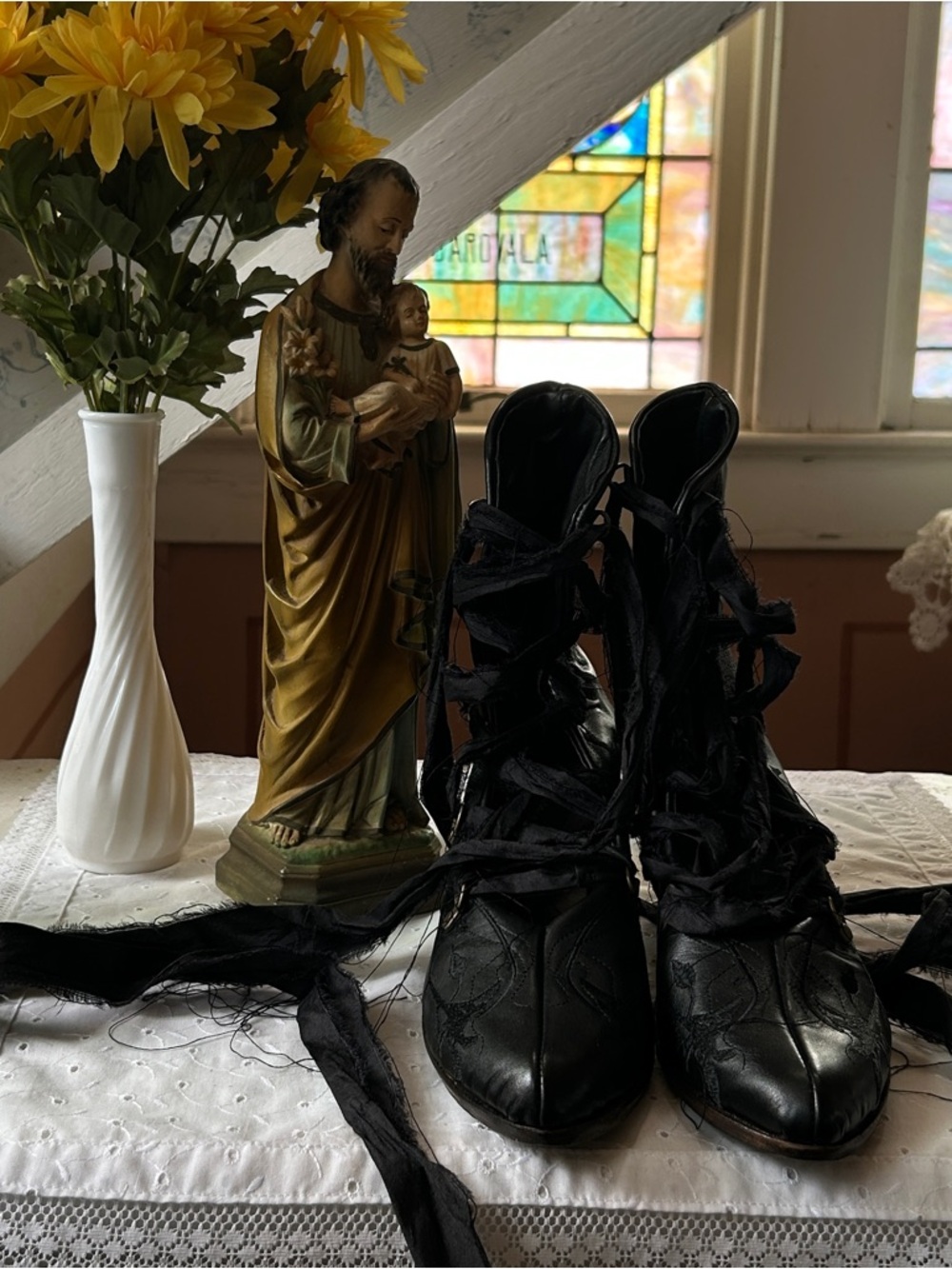 Atelier Inscrire Black Embroidered Boots